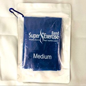 NWOT Super Exercise Resistance Band blue medium in carry pouch